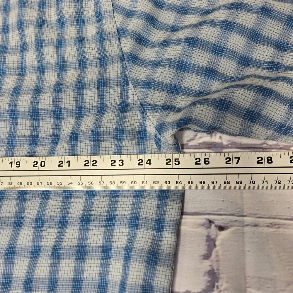 VTG Y2K The North Face Mens Plaid Short Sleeve Button Up‎ Shirt XXL Blue Outdoor